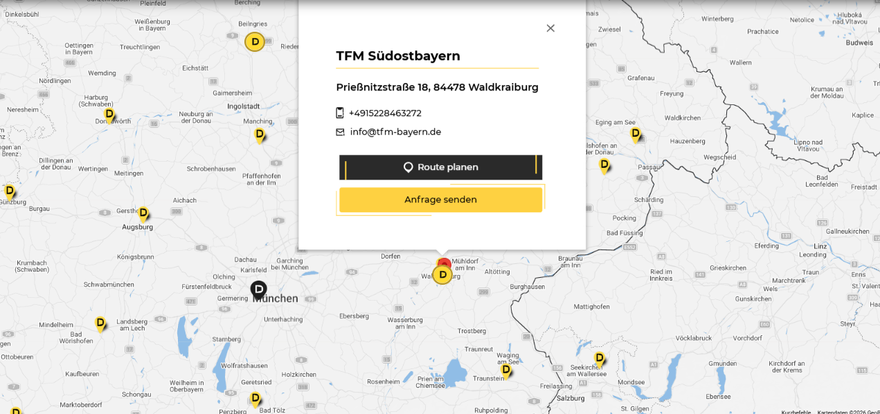TFM Südostbayern in der offiziellen Drutex-Händlersuche