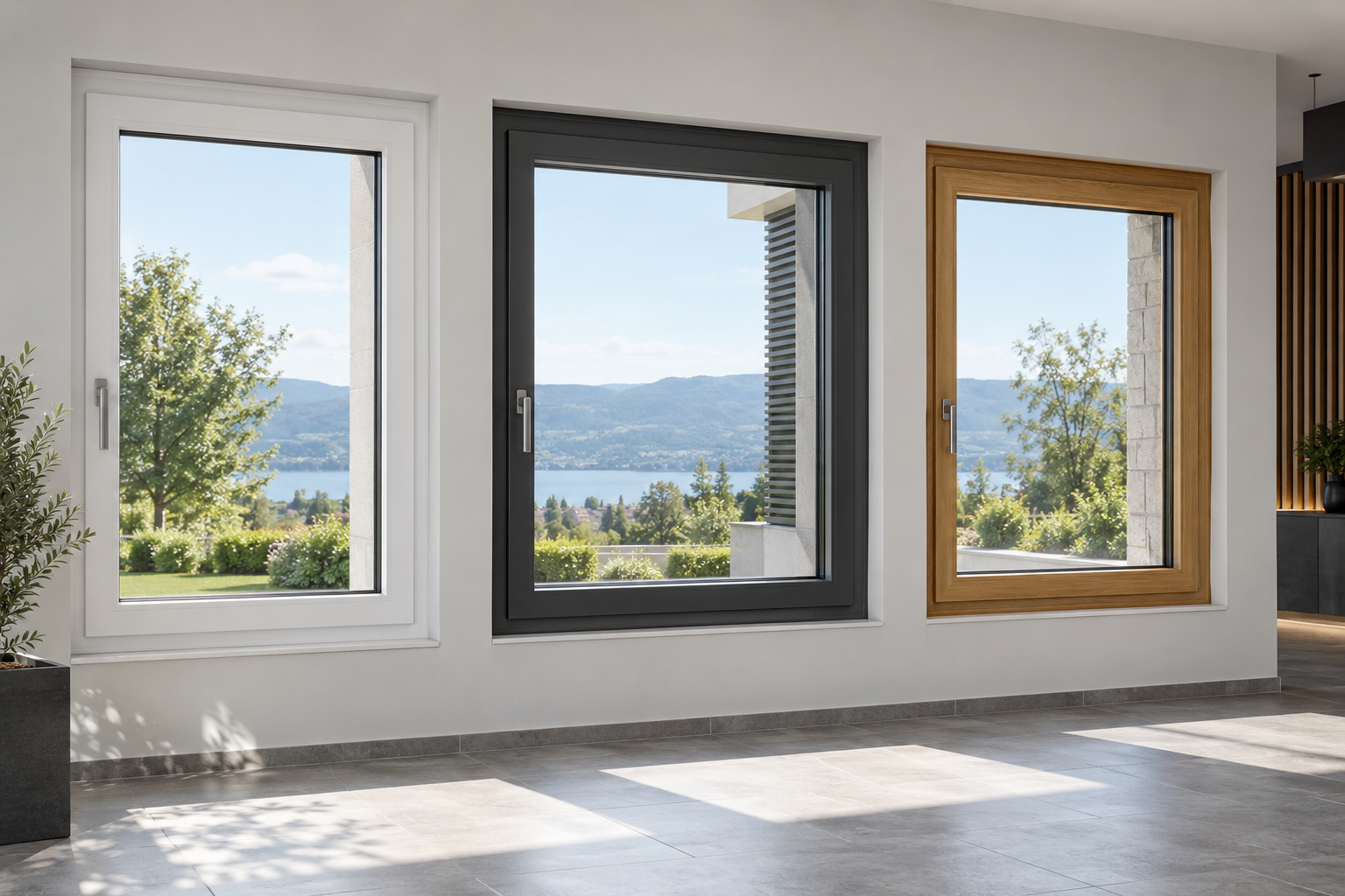 Beispiel verschiedener moderner Fenstersysteme